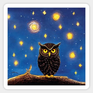 Owl in a blue night sky Sticker